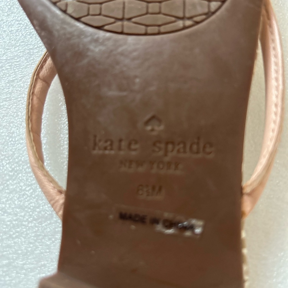 Kate Spade Mystic Bow Leather Pink Gold Patterned Flip Flop Sandals 8.5 - Picture 9 of 9